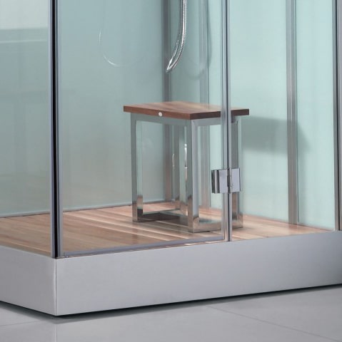 Image of shower wood top stool