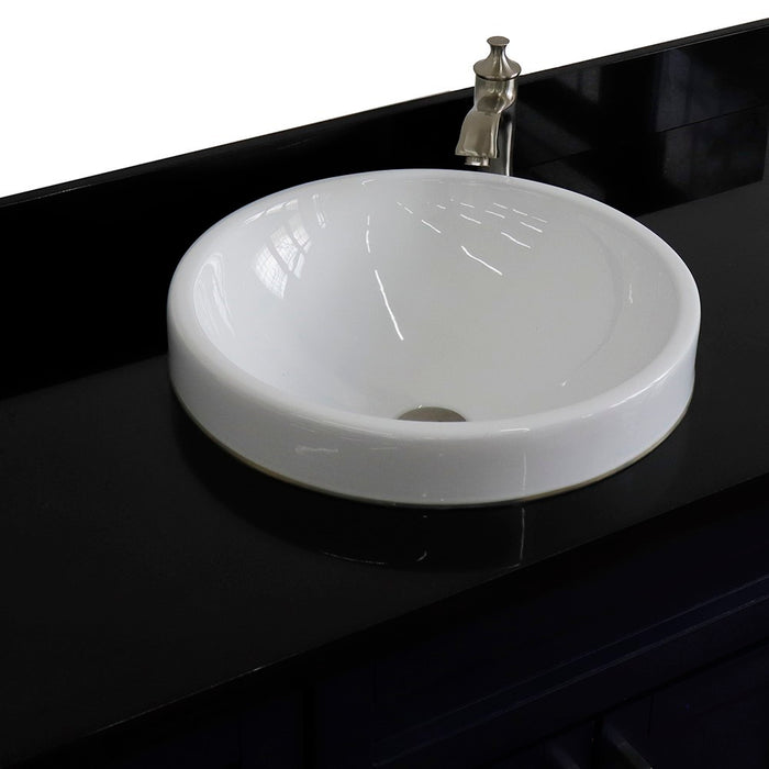 Bellaterra Home 49 in. Single Sink Vanity in Blue Finish with Black Galaxy Granite and Round Sink