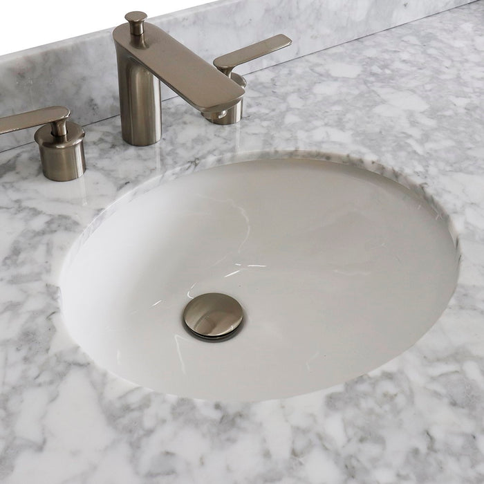 Bellaterra Home 61 in. Double Sink Vanity in Dark Gray Finish and White Carrara Marble and Oval Sink