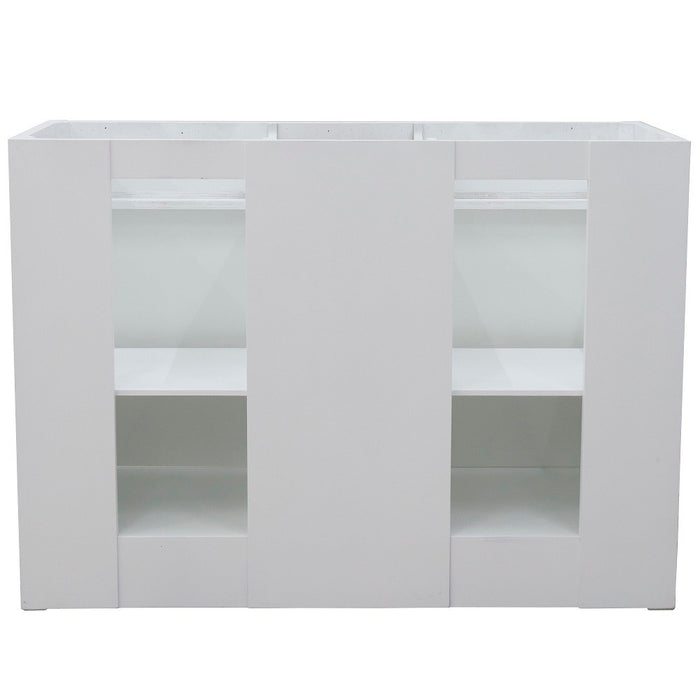 Bellaterra Home 49 in. Double Sink Vanity in White Finish with White Carrara Marble and Round Sink