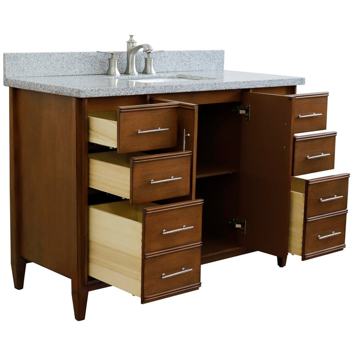 Bellaterra Home 49 in. Single Sink Vanity in Walnut Finish with Gray Granite and Rectangle Sink