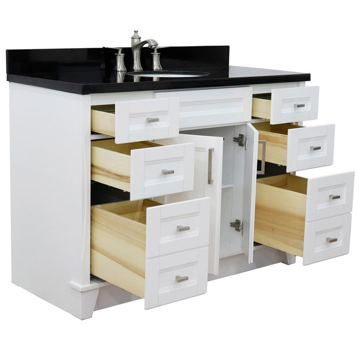 Bellaterra Home 49 in. Single Sink Vanity in White Finish with Black Galaxy Granite and and Oval Sink