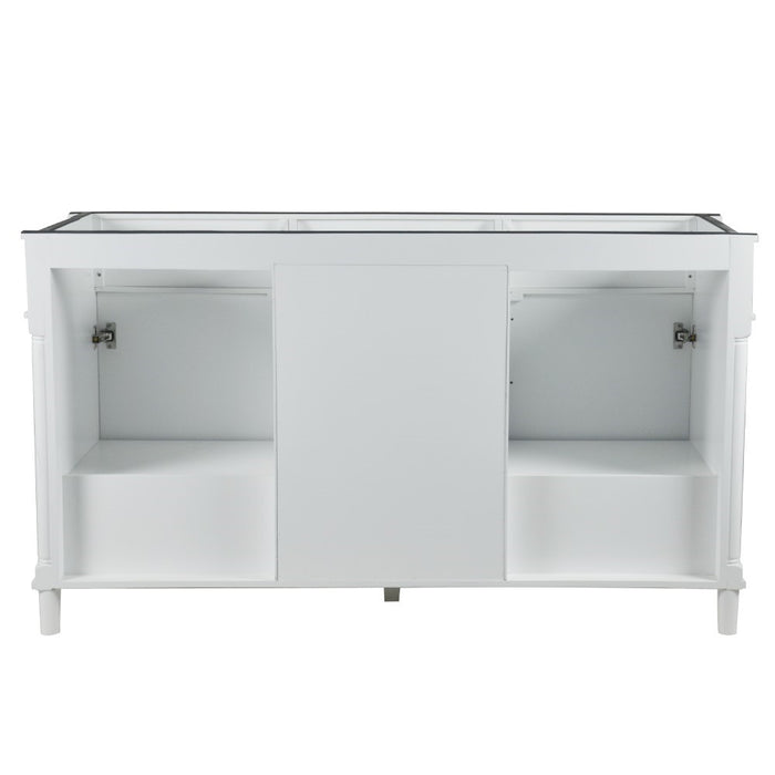 Bellaterra Home Napa 60 in. Double Vanity in White with White Carrara Marble Top with Brushed Nickel Hardware