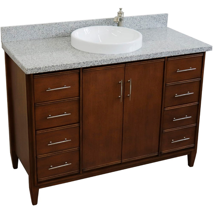 Bellaterra Home 49 in. Single Sink Vanity in Walnut Finish with Gray Granite and Round Sink