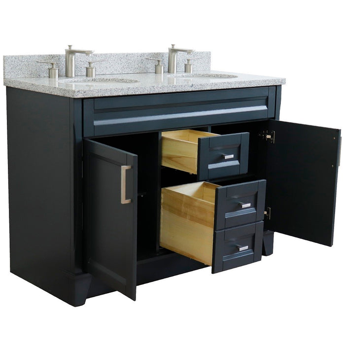 Bellaterra Home 49 in. Double Sink Vanity in Dark Gray Finish with Gray Granite and Oval Sink