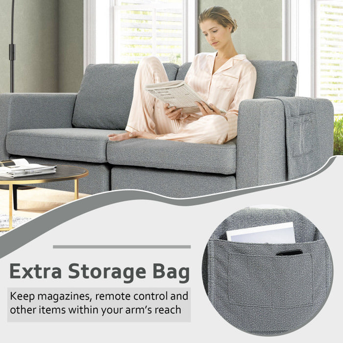 Costway Modern Loveseat Sofa Couch with Side Storage Pocket