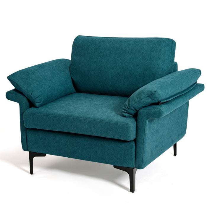 Costway Modern Fabric Accent Armchair with Original Distributed Spring and Armrest Cushions