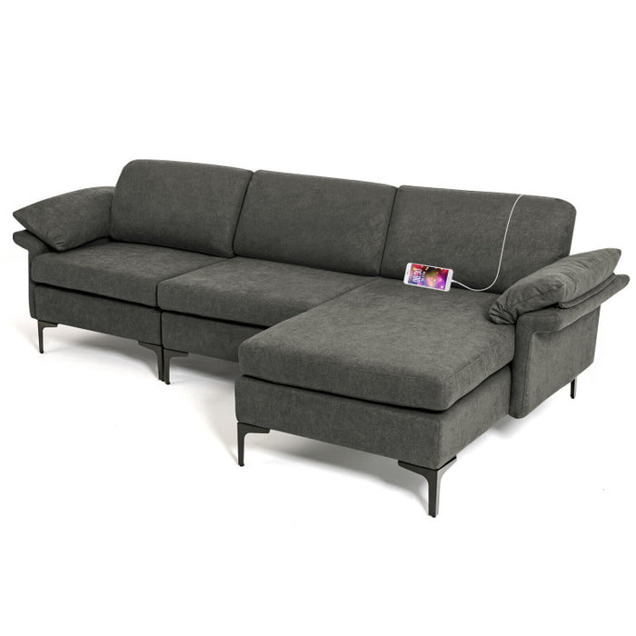 Costway Extra Large L-shaped Sectional Sofa with Reversible Chaise