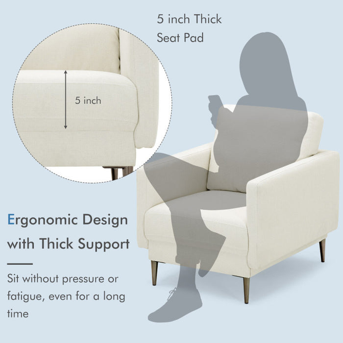 Costway Modern Upholstered Accent Chair with Removable Backrest Cushion