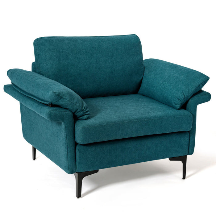 Costway Modern Fabric Accent Armchair with Original Distributed Spring and Armrest Cushions