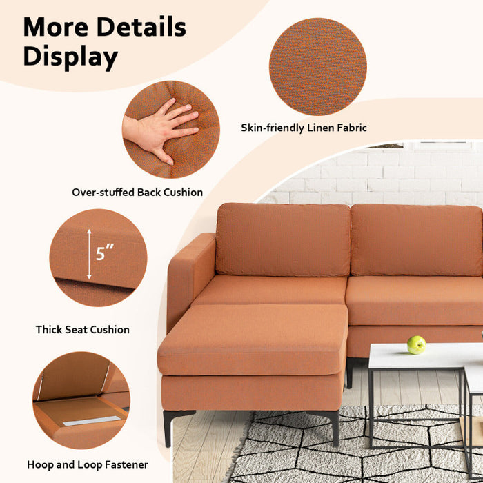 Costway Modular L-shaped Sectional Sofa with Reversible Chaise