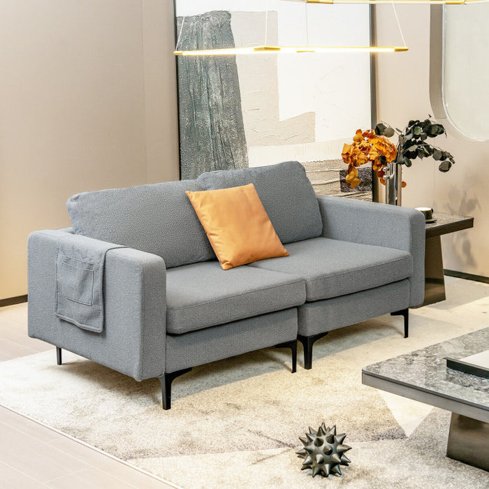 Costway Modern Loveseat Sofa Couch with Side Storage Pocket