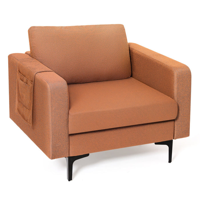 Costway Modern Accent Armchair with Side Storage Pocket