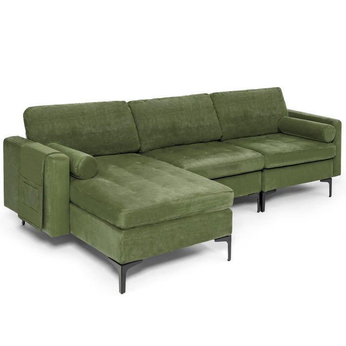 Costway Modular L-shaped 3-Seat Sectional Sofa with Reversible Chaise and 2 USB Ports