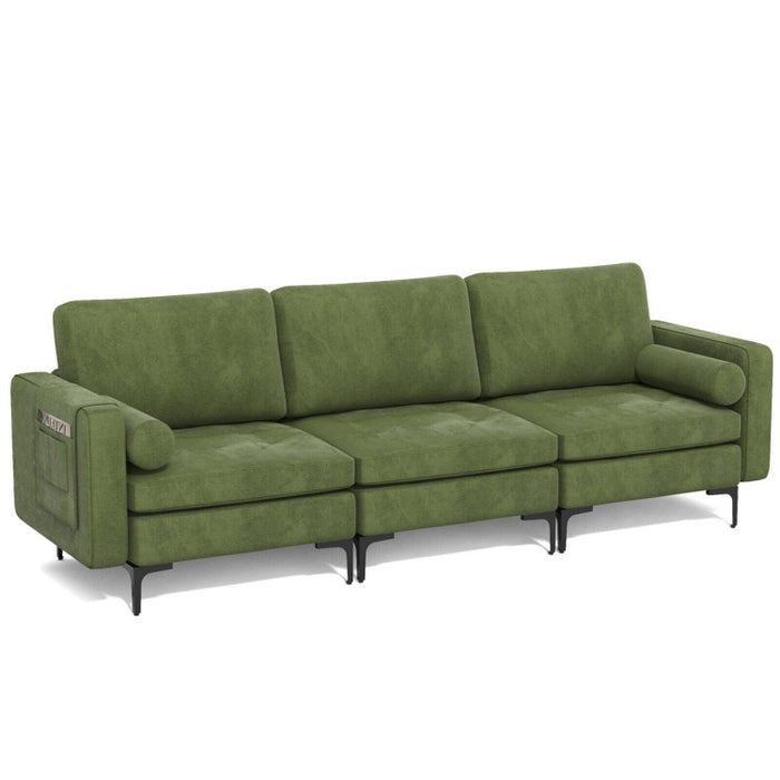 Costway 3-Seat Sofa Sectional with Side Storage Pocket and Metal Leg