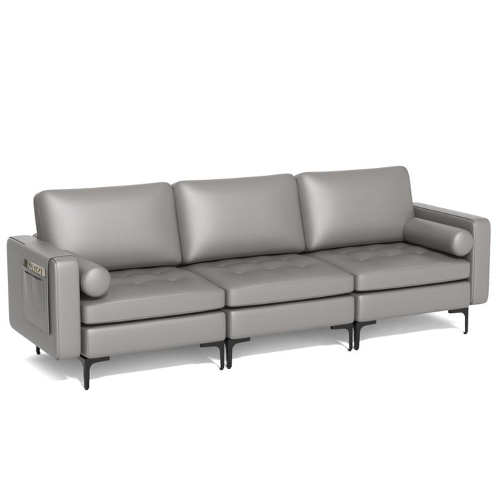 Costway 3-Seat Sofa Sectional with Side Storage Pocket and Metal Leg