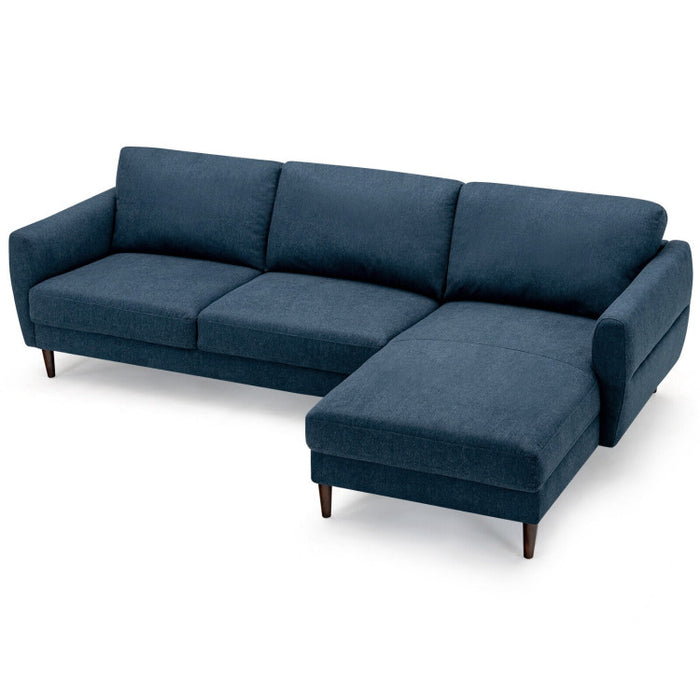 Costway L-Shaped Fabric Sectional Sofa with Chaise Lounge and Solid Wood Legs