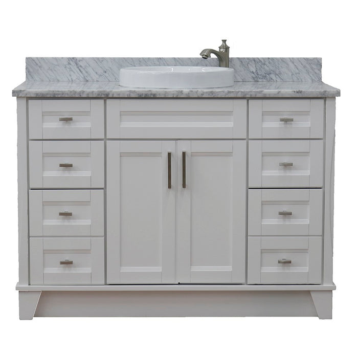 Bellaterra Home 49 in. Single Sink Vanity in White Finish with White Carrara Marble and Round Sink