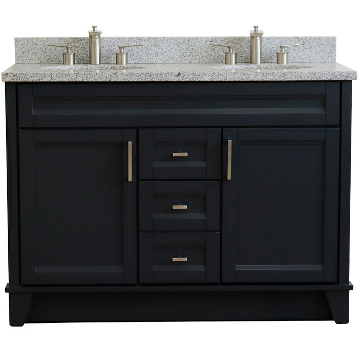 Bellaterra Home 49 in. Double Sink Vanity in Dark Gray Finish with Gray Granite and Oval Sink