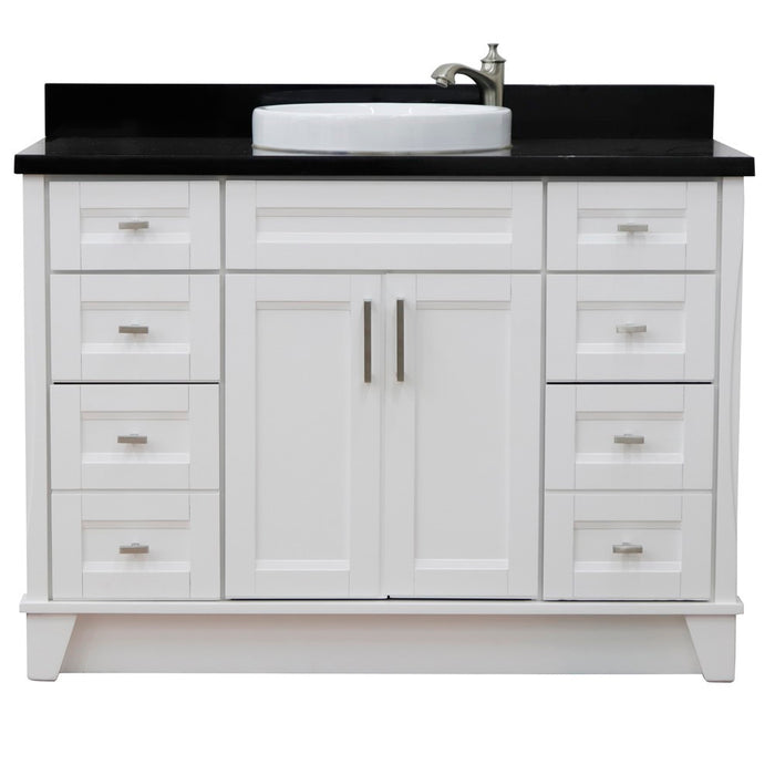 Bellaterra Home 49 in. Single Sink Vanity in White Finish with Black Galaxy Granite and Round Sink