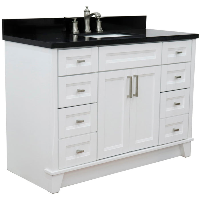 Bellaterra Home 49 in. Single Sink Vanity in White Finish with Black Galaxy Granite and Rectangle Sink