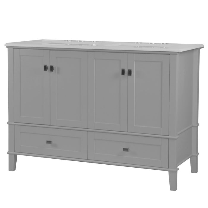 Bellaterra Home Aurora 49 in. Double Vanity in Light Gray with Quartz Top