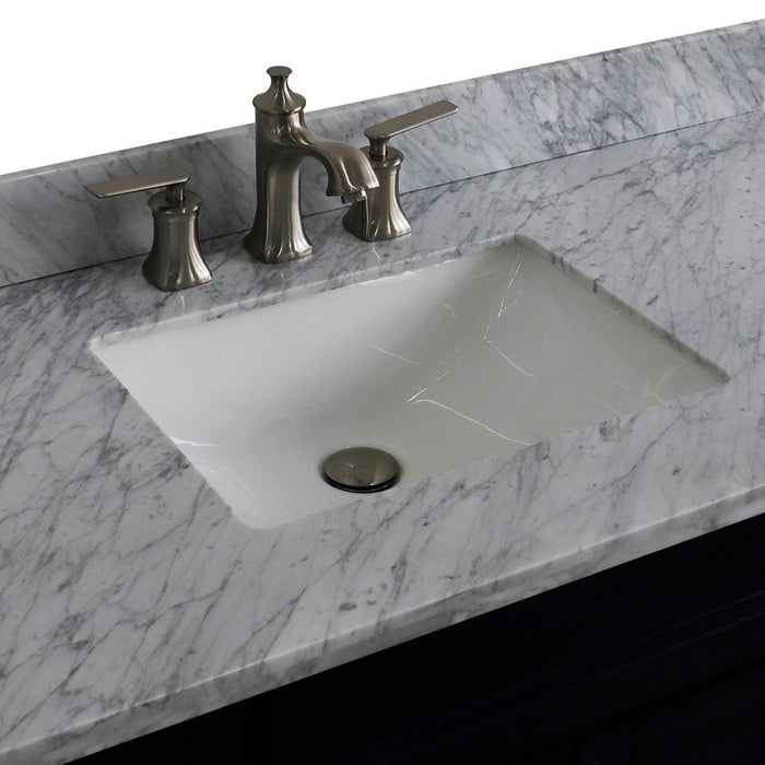 Bellaterra Home 49 in. Single Sink Vanity in Blue Finish with White Carrara Marble and Rectangle Sink