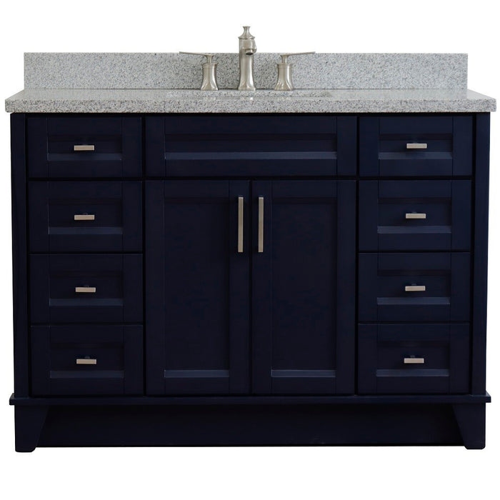 Bellaterra Home 49 in. Single Sink Vanity in Blue Finish with Gray Granite and Rectangle Sink