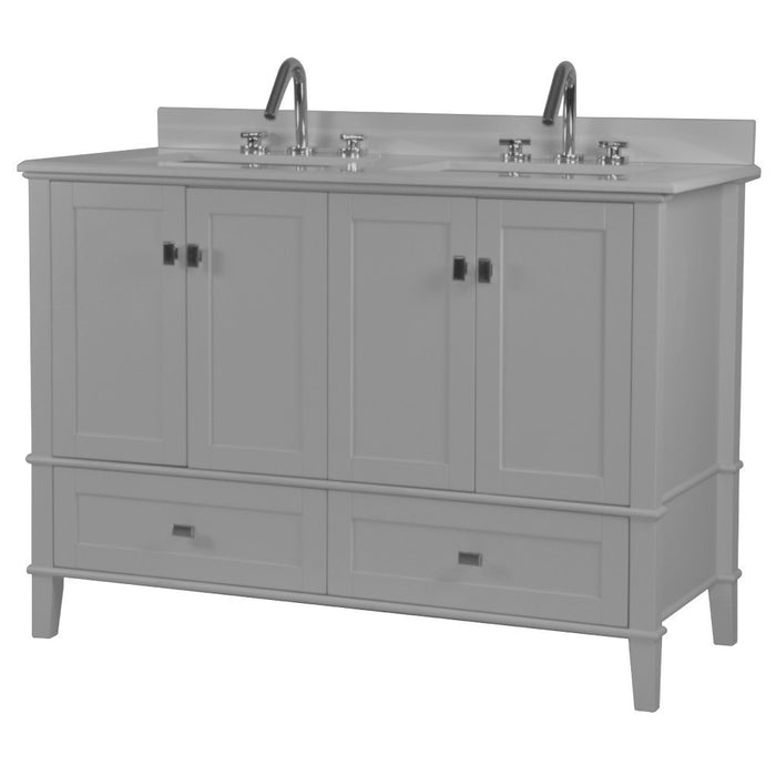 Bellaterra Home Aurora 49 in. Double Vanity in Light Gray with Quartz Top