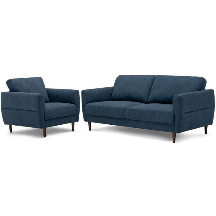 Costway 2 Pieces Upholstered Sofa Set with Removable Cushion Covers
