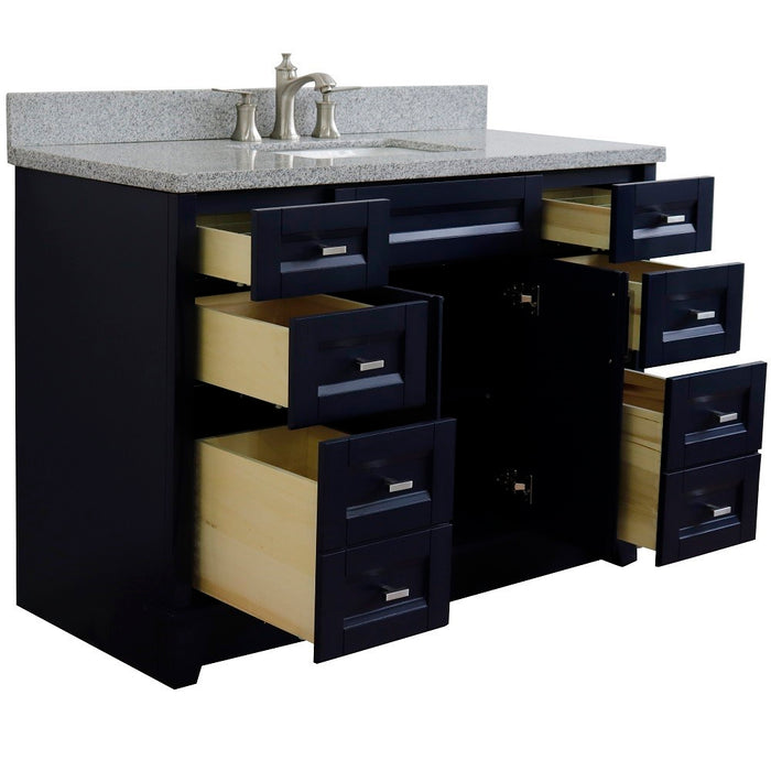 Bellaterra Home 49 in. Single Sink Vanity in Blue Finish with Gray Granite and Rectangle Sink