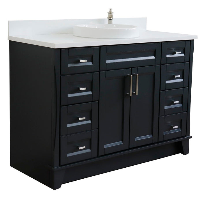 Bellaterra Home 49 in. Single Sink Vanity in Dark Gray Finish with White Quartz and Round Sink