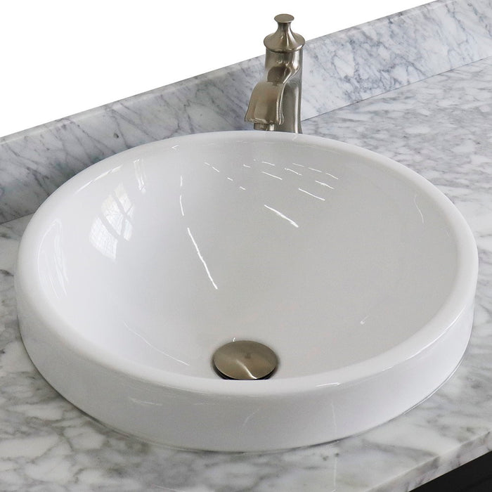 Bellaterra Home 49 in. Single Sink Vanity in Dark Gray Finish with White Carrara Marble and Round Sink