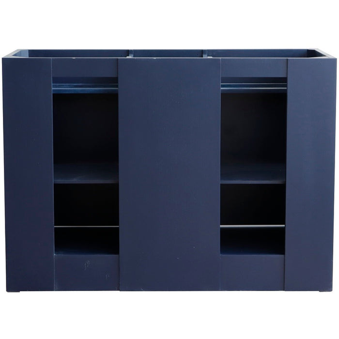 Bellaterra Home 49 in. Double Sink Vanity in Blue Finish with Black Galaxy Granite and Rectangle Sink