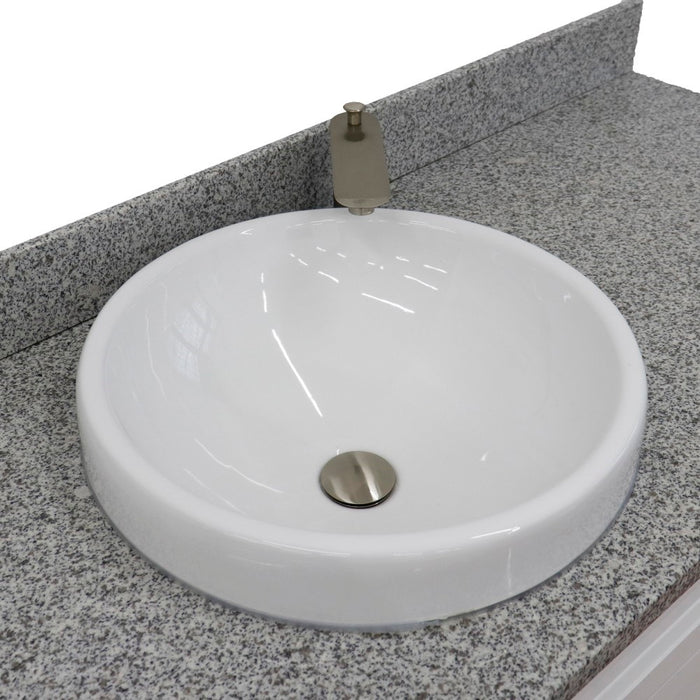 Bellaterra Home 61 in. Single Sink Vanity in White Finish and Gray Granite and Round Sink