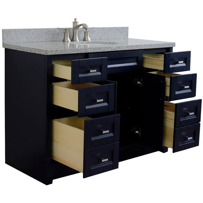 Bellaterra Home 49 in. Single Sink Vanity in Blue Finish with Gray Granite and and Oval Sink