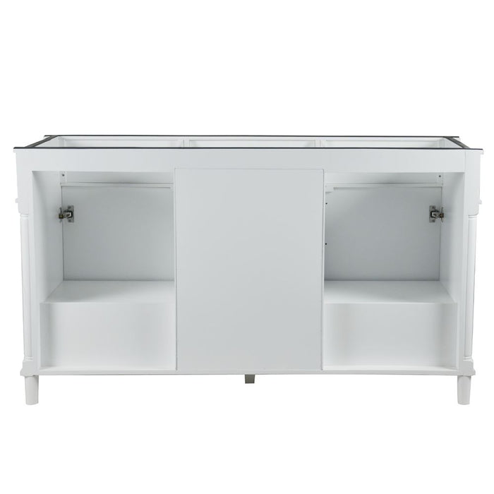 Bellaterra Home Napa 60 in. Double Vanity in White with White Carrara Marble Top with Black Hardware