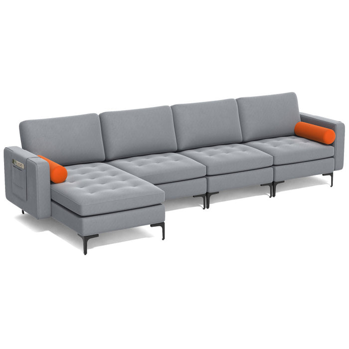 Costway Modular L-shaped 4-Seat Sectional Sofa with Reversible Chaise
