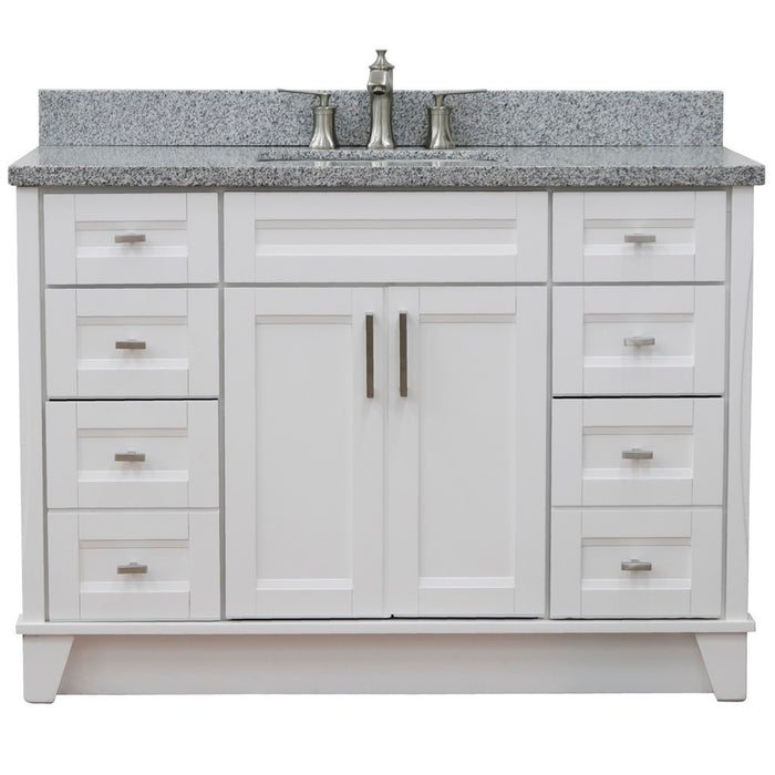 Bellaterra Home 49 in. Single Sink Vanity in White Finish with Gray Granite and Rectangle Sink