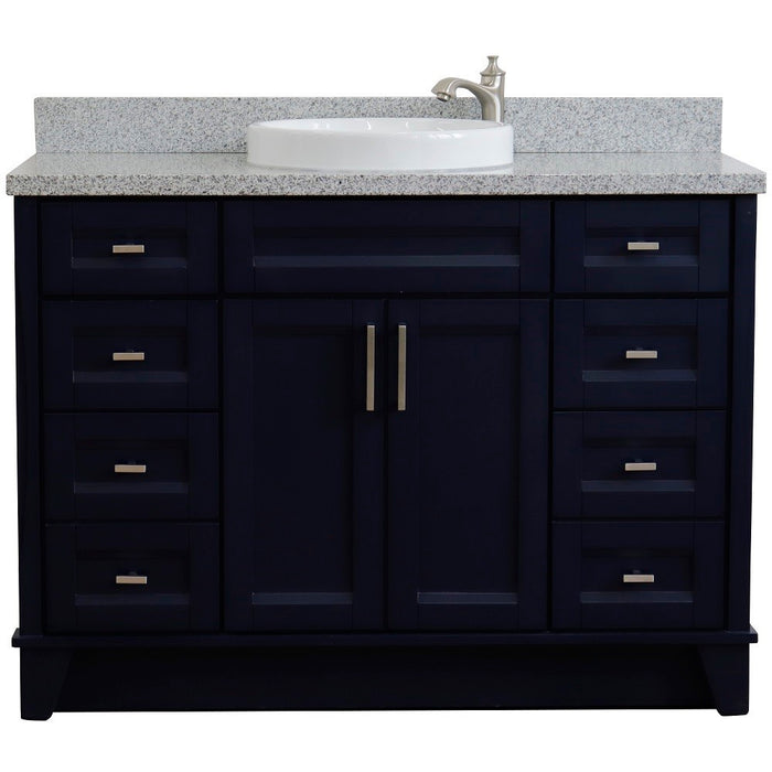 Bellaterra Home 49 in. Single Sink Vanity in Blue Finish with Gray Granite and Round Sink