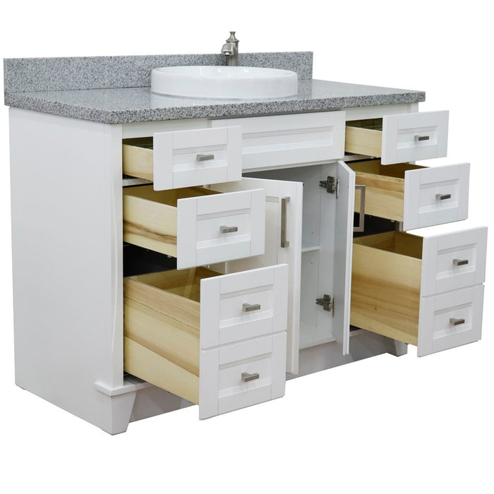 Bellaterra Home 49 in. Single Sink Vanity in White Finish with Gray Granite and Round Sink