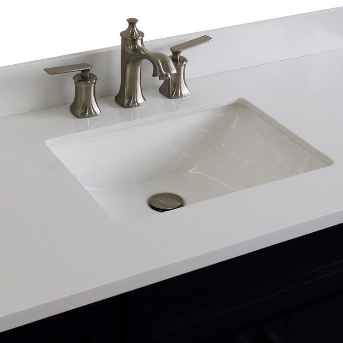 Bellaterra Home 49 in. Single Sink Vanity in Blue Finish with White Quartz and Rectangle Sink