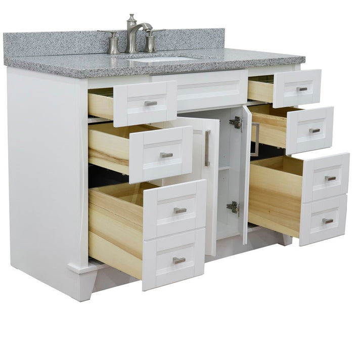 Bellaterra Home 49 in. Single Sink Vanity in White Finish with Gray Granite and Rectangle Sink