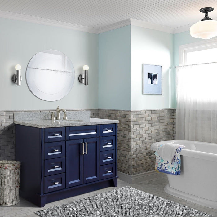 Bellaterra Home 49 in. Single Sink Vanity in Blue Finish with Gray Granite and and Oval Sink