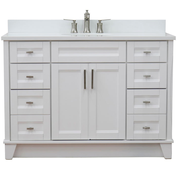 Bellaterra Home 49 in. Single Sink Vanity in White Finish with White Quartz and and Oval Sink