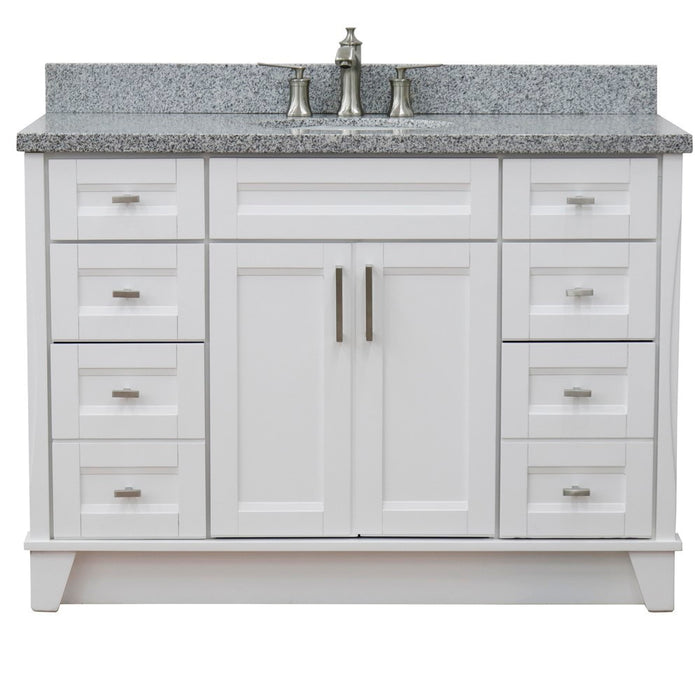 Bellaterra Home 49 in. Single Sink Vanity in White Finish with Gray Granite and and Oval Sink