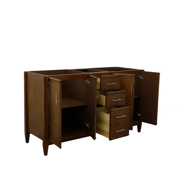 Bellaterra Home 60 in. Double Vanity in Walnut Finish - Cabinet Only