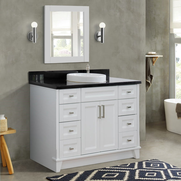 Bellaterra Home 49 in. Single Sink Vanity in White Finish with Black Galaxy Granite and Round Sink