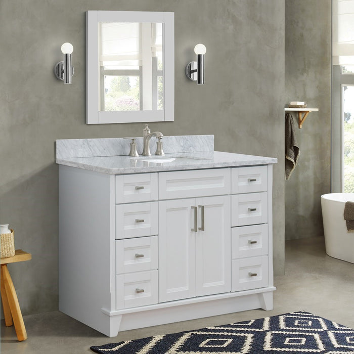 Bellaterra Home 49 in. Single Sink Vanity in White Finish with White Carrara Marble and Rectangle Sink