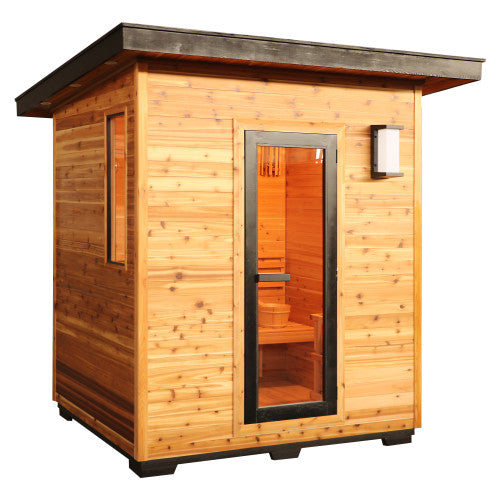 Sunray Denali 4-Person Contemporary Outdoor Sauna with Harvia Heater 400D5